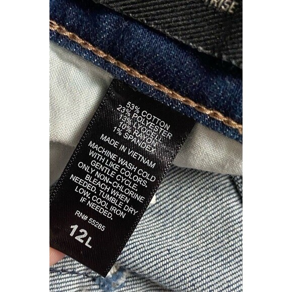 Express Womens Bell Flare High Rise Jeans Size 12L Blue Distress Bell Bottom 70s - Picture 10 of 15